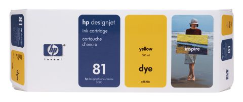 HP C4933A, No.81, Ink Cartridge Yellow, Designjet 5000- Original