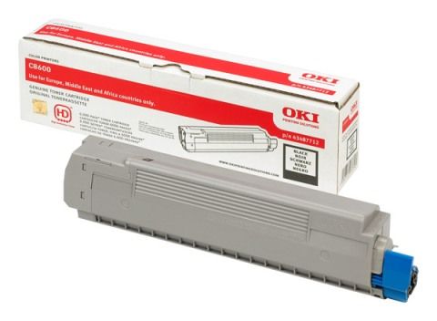 Oki 43487712, Toner Cartridge- Black, C8600, C8800- Genuine