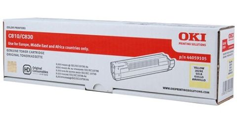 Oki 44059105, Toner Cartridge- Yellow, C810, C830- Original