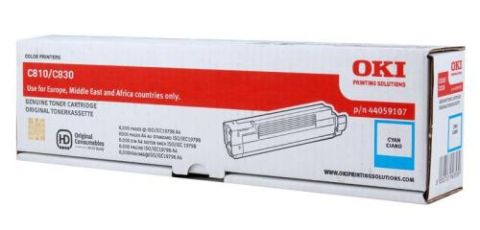 Oki 44059107 Toner Cartridge Cyan, C810, C830- Genuine 