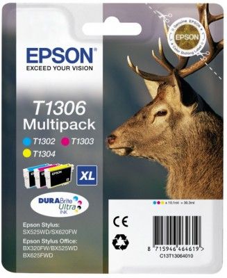 Epson T1306 Ink Cartridge - 3 Colour Multipack Genuine