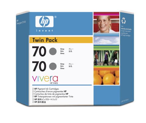 HP CB341A No.70 Ink Cartridge - Grey Twin Pack Genuine