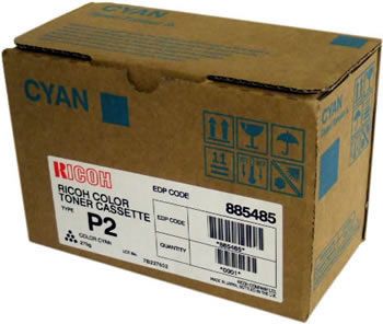 Ricoh 885485 Toner Cartridge HC Cyan, Type P2, 2228C, 2232C, 2238C - Genuine  