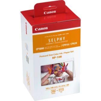Canon 8568B001, RP-108 Ink + Postcard Size Paper Set (108 Pages), SELPHY CP1000, CP1200, CP1300- Original