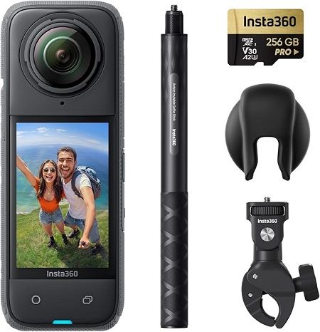 Insta360 CINSABMA-M, X4 Motorcycle Bundle - 8K Waterproof 360 Action Camera, 4K Wide-Angle Video, Invisible Selfie Stick, Removable Lens Guards, 135 Min Battery Life, AI Editing, Stabilization, for Sports, Travel
