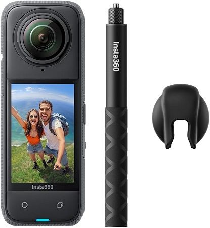 Insta360 ‎CINSABMA, X4 Get-Set Bundle - 8K Waterproof 360 Action Camera, 4K Wide-Angle Video, Invisible Selfie Stick, Removable Lens Guards, 135 Min Battery Life, AI Editing, Stabilization, No microSD Card
