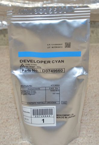 Ricoh D0749660, Developer Cyan, Pro C651EX, C751EX- Original