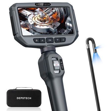 Depstech DS630DL, Dual Lens 210°Articulating Endoscope Inspection Camera w/ 5" IPS Screen Two Way