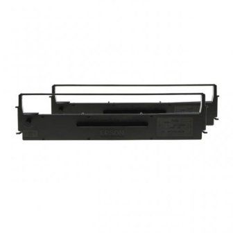 Epson C13S015647, Printer Ribbon Black Twin Pack, FX880, LX300, LX350- Original