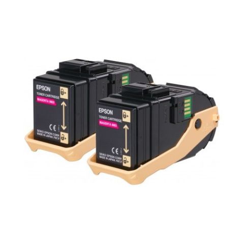 Epson C13S050607, Toner Cartridge Magenta Twin Pack, AcuLaser C9300- Original