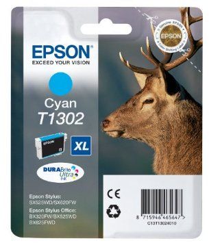 Epson T1302, Extra HC Ink Cartridge Cyan, Stylus SX525WD, BX305F, BX625FWD- Original