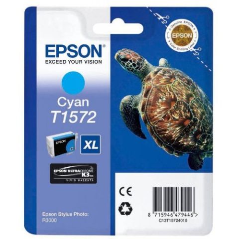 Epson T1572, Ink Cartridge Cyan, Stylus Photo R3000- Original