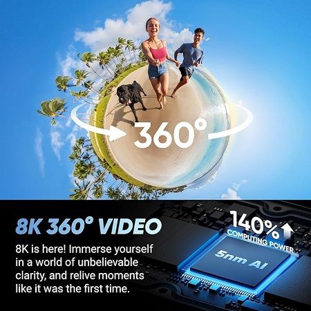Insta360 X401-ST, Insta360 X4-8K Waterproof 360 Action Camera, 4K Wide-Angle Video, Invisible Selfie Stick Effect, Removable Lens Guards, 135 Min Battery Life, AI Editing, Stabilization, for Sports, Travel, Outdoor 
