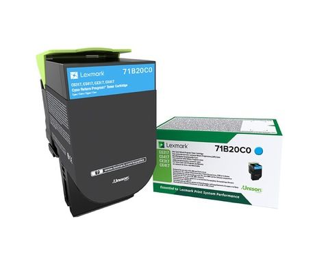 Lexmark 71B20C0, Return Program Toner Cartridge Cyan, CS317, CS417, CX517- Original