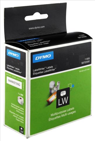 Dymo 11355, Multi Purpose Labels 1 x 500 Labels 19mm x 51mm, LabelWriter 310, 400, 450- Original