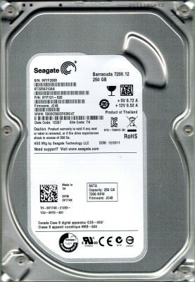 Seagate ST3250312AS, Barracuda 7200.12, 8MB 3.5", Hard Drive