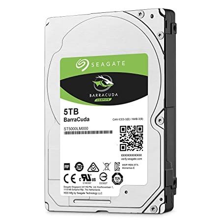 Seagate ST5000LM000, 5 TB, 2.5", SATA 6 Gb/s, 5400 RPM, 140 MB/s, 128 MB, 15 mm