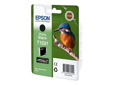Epson C13T15914010, T1591, Ink Cartridge Photo Black, Stylus Photo R2000- Original