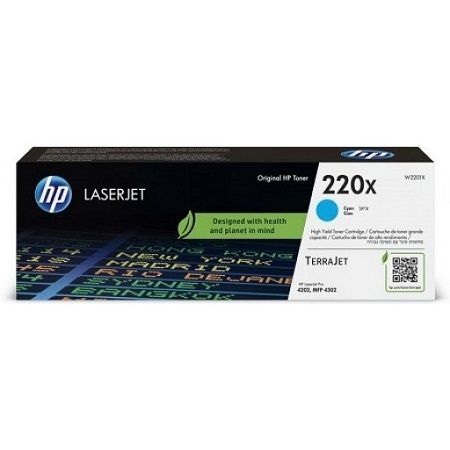 HP W2201X, 220X, Toner Cartridge HC Cyan, Laserjet Pro 4202, 4302- Original